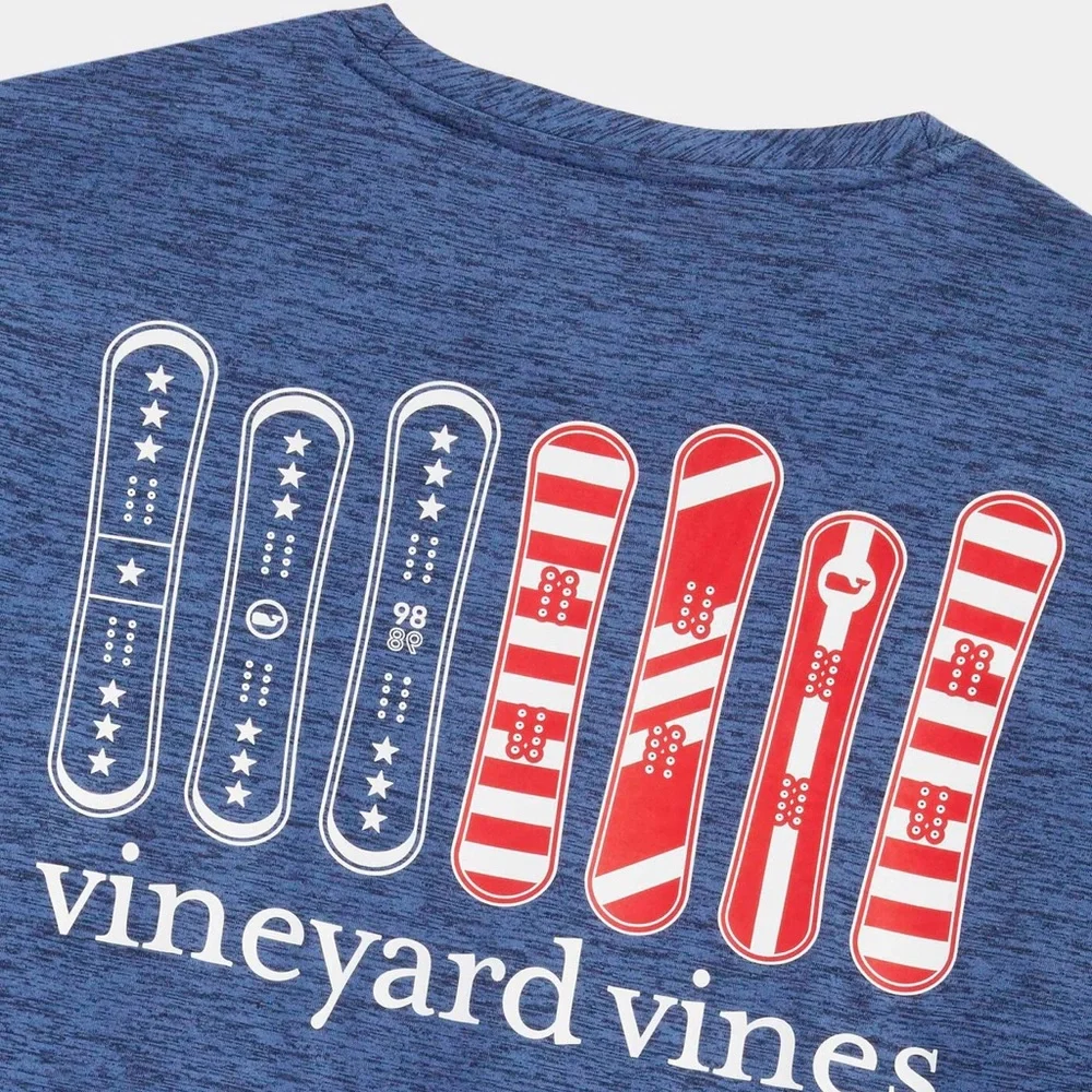 Vineyard Vines USA Snowboards Long-Sleeve Harbor Performance Tee - Picture 2 of 5